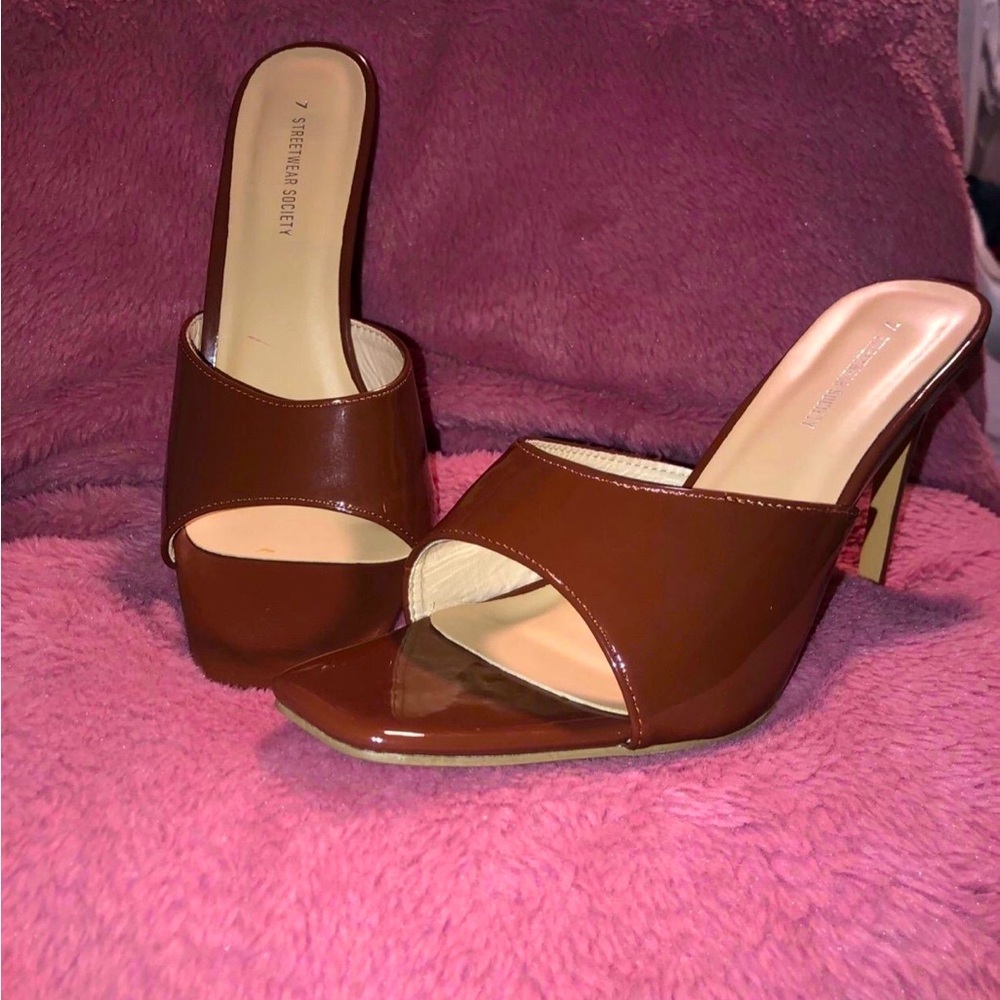 Coffee Open Toe Stilettos